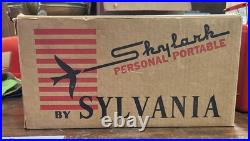 Vintage MCM Red SYLVANIA Portable AM Tube Radio Model 454 With Original Box