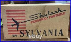 Vintage MCM Red SYLVANIA Portable AM Tube Radio Model 454 With Original Box