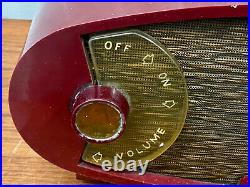 Vintage Maroon Football 1950 Sparton Model 132 AM Tube Radio Atomic Age