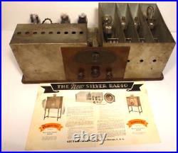 Vintage McMURDO SILVER HI BOX RADIO part Untested CHASSIS with8 tubes (2 45'S)
