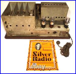 Vintage McMURDO SILVER HI BOX RADIO part Untested CHASSIS with8 tubes (2 45'S)