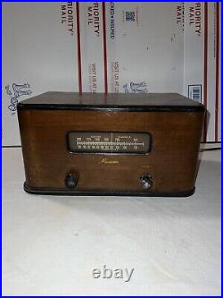 Vintage Meissner 8c Tube Fm Radio Converter Antique Wood Cabinet Megacycles
