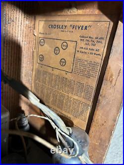 Vintage Mid Century 1937 Crosley Fiver Tube Radio Untouched and Working