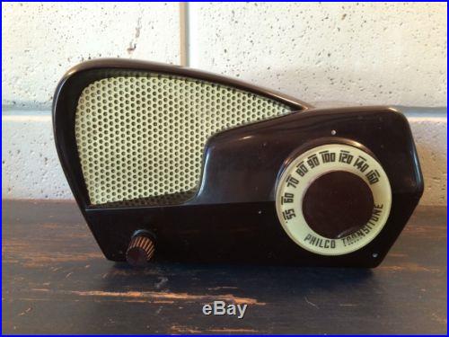 Vintage Mid Century Atomic Age Bakelite Radio Tube Philco Brown 49-501