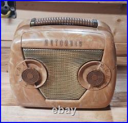 Vintage Motorola 49L11Q Catalin Like Portable Suitcase Apricot Swirl Tube Radio