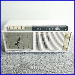 Vintage Motorola Model C12P Tube Radio Clock AM White 1960's MCM Working