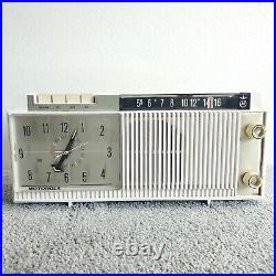 Vintage Motorola Model C12P Tube Radio Clock AM White 1960's MCM Working
