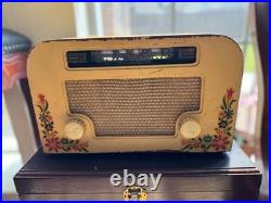 Vintage Motorola Tube Radio Model 55X15 Hand-Painted Floral Design (Tested)