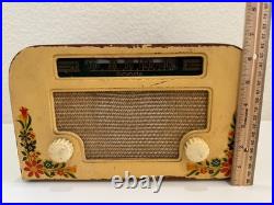 Vintage Motorola Tube Radio Model 55X15 Hand-Painted Floral Design (Tested)