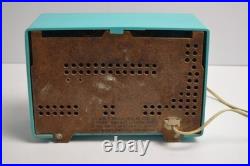 Vintage Motorola Turquoise Tube Radio Model A8J 23 MCM Tested Works