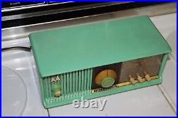 Vintage Motorola Turquoise Tube Type Clock Radio 56CC, 1950's, Works Good