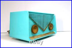 Vintage Old Nice Turquoise Olympic MID Century Atomic Crack Free Antique Radio