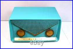 Vintage Old Nice Turquoise Olympic MID Century Atomic Crack Free Antique Radio