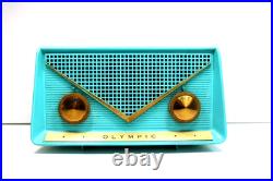Vintage Old Nice Turquoise Olympic MID Century Atomic Crack Free Antique Radio
