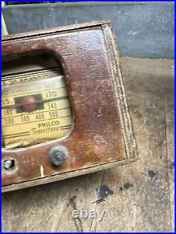 Vintage Old Original Philco Transitone Electric Tube Radio Wood Case Parts USA