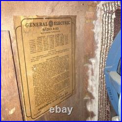 Vintage Old Rare Tombstone A-53 General Electric Tube Radio Wood Case Parts USA
