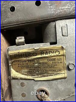 Vintage Old Superheterodyne Philco Model 60 Electric Tube Radio Cathedral USA