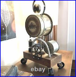 Vintage One Of A Kind Gearbox Clock With Radio Tube Accent Whimsical Timepiece