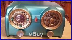 Vintage Original Crosley Dashboard Clock Tube Radio Metallic Green