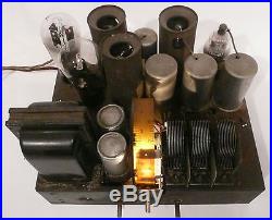 Vintage PHILCO 89 CATHEDRAL RADIO CHASSIS tubes light, LINE NOISE, update caps