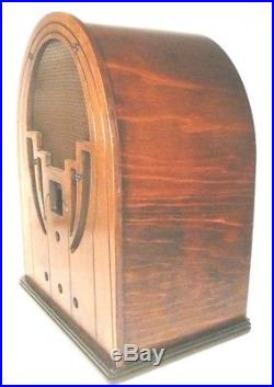 Vintage PHILCO MODEL 60 RADIO CATHEDRAL Refinished WOOD SHELL beautiful