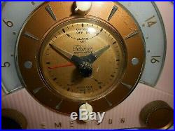 Vintage PINK Emerson Model 724 Series D Tube Alarm Clock Radio WORKS restored