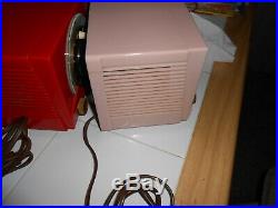 Vintage PINK Emerson Model 724 Series D Tube Alarm Clock Radio WORKS restored
