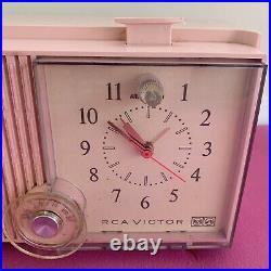Vintage PINK RCA Victor Radio Clock RFD15P MCM Mid Century Atomic Princess 1950s