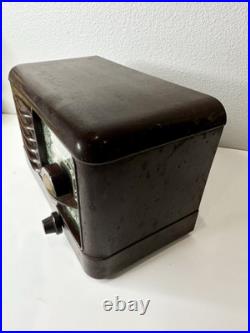 Vintage Packard Bell Tube Radio Model 501 Brown Light Fuse Turns On, Working