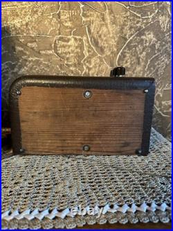 Vintage Pathe XBR Wood Table Tube Radio Working Leatherette Cabinet Receives AM