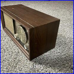 Vintage Philco AM/FM Tube Radio Dark Wood Grain Mid Century Retro Working GUC