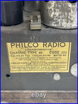 Vintage Philco Model 19 Super Heterodyne Tube Radio As Is For Parts JK