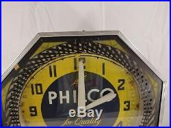 Vintage Philco Radio Tube Famous for Quality the World Over Rotating Neon Clock