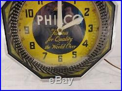 Vintage Philco Radio Tube Famous for Quality the World Over Rotating Neon Clock