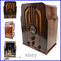 Vintage Philco Tombstone Tube Radio 37-610 Wooden 1936 AM Antique Works