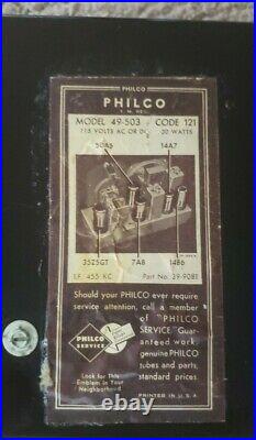 Vintage Philco Transitone Flying Wedge Radio Black Plastic Model 49-503 as-is