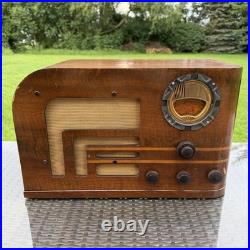 Vintage Philco Tube Radio Model 38-9 Art Deco Curved Design FOR PARTS/REPAIR