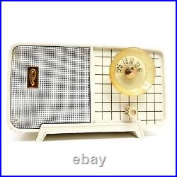 Vintage Philco Tube Radio Model E-810-124 White Mid Century Modern E810 Works
