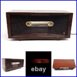 Vintage Philco Tube Radio Twin Speaker AM Phono Input Wood Case Tabletop Working