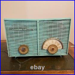 Vintage Philco Twin Speaker Blue Mid Century Tube Radio H836