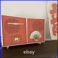Vintage Philco Twin Speaker CORAL Tube Radio H836-124 AS IS