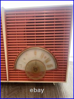 Vintage Philco Twin Speaker CORAL Tube Radio H836-124 AS IS