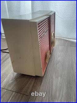 Vintage Philco Twin Speaker CORAL Tube Radio H836-124 AS IS