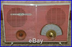 Vintage Philco Twin Speaker Coral Mid Century Tube Radio H836-124