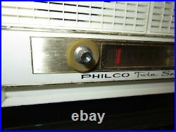 Vintage Philco Twin Speaker Tube Radio Turquoise & white Radio works nice & loud