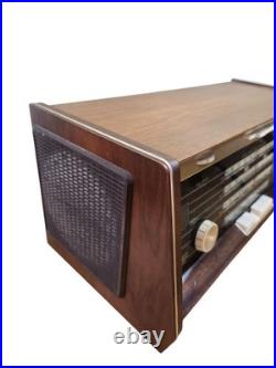 Vintage Philips B5X43A Bi-Ampli Tube Radio FM Stereo Magic Eye MCM Wood Holland