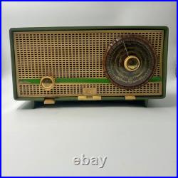 Vintage Philips Green B2X12A/79F Tube Radio AM FM Working 1950s Mid Century