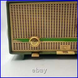 Vintage Philips Green B2X12A/79F Tube Radio AM FM Working 1950s Mid Century