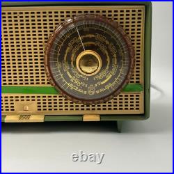 Vintage Philips Green B2X12A/79F Tube Radio AM FM Working 1950s Mid Century