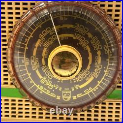 Vintage Philips Green B2X12A/79F Tube Radio AM FM Working 1950s Mid Century